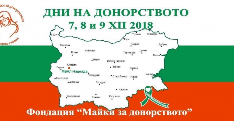 Дни на донорството 2018г. на 7, 8 и 9-ти декември